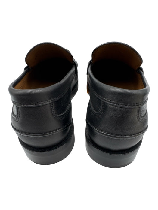 Fendi Shoe Size 37 Black Leather Gold hardware Logo Slip On Loafers Black / 37