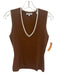 Veronica Beard Size S Brown & White Viscose Blend V Neck Sleeveless Knit Top Brown & White / S
