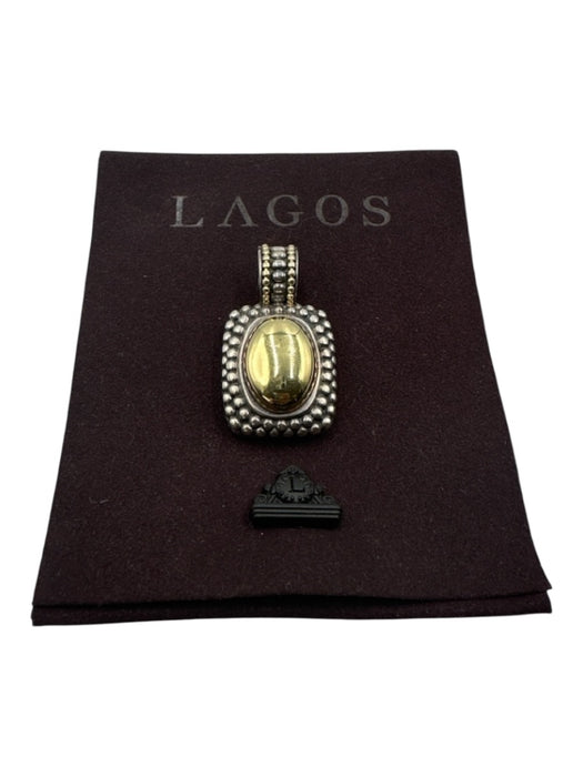 Lagos Gold & Silver Sterling Silver 18K Gold Clasp Stone Pendant Gold & Silver