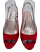 Miu Miu Shoe Size 37 Red Leather Suede Slingback Wedge Open Toe Sandals Red / 37