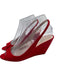 Miu Miu Shoe Size 37 Red Leather Suede Slingback Wedge Open Toe Sandals Red / 37