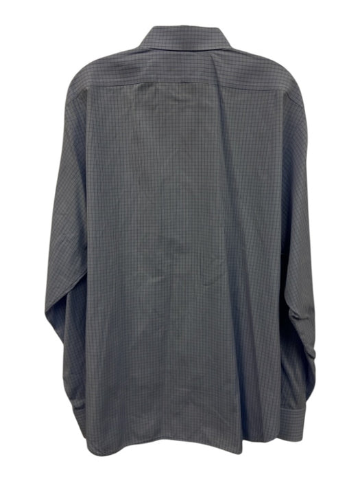 Polo Size 17 Blue & White Cotton Plaid Button Down Men's Long Sleeve Shirt Blue & White / 17