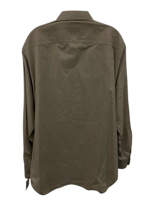 Ermenegildo Zegna Size XL Tan Cotton Solid Button Down Men's Long Sleeve Shirt Tan / XL