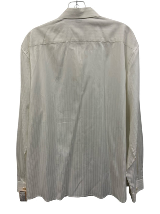 Theory Size XL White Cotton Striped Button Down Men's Long Sleeve Shirt White / XL