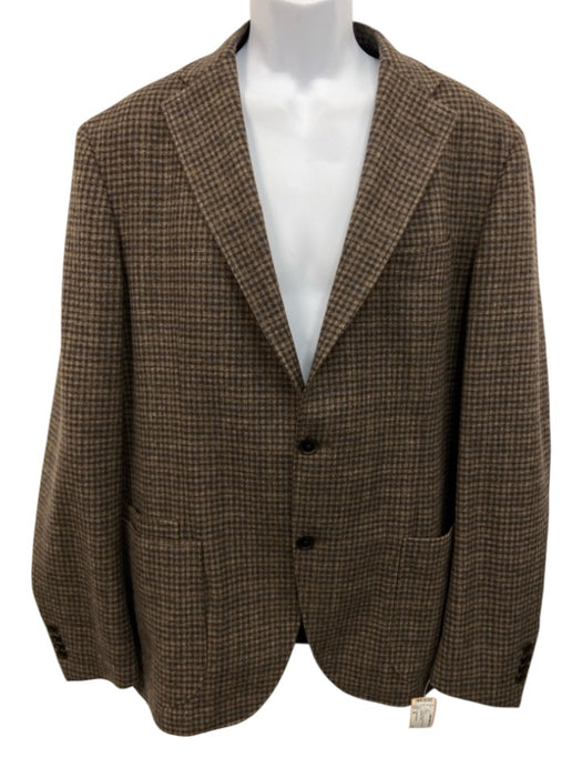 Luciano Barbera Brown & Blue Wool Plaid 2 Button Men's Blazer Brown & Blue / 56