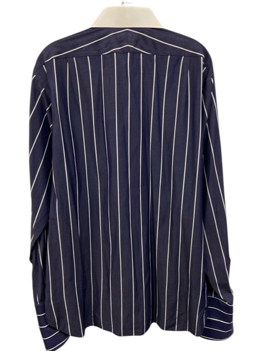 Ralph Lauren Purple Size 16.5 Blue & White Cotton Striped Long Sleeve Shirt Blue & White / 16.5