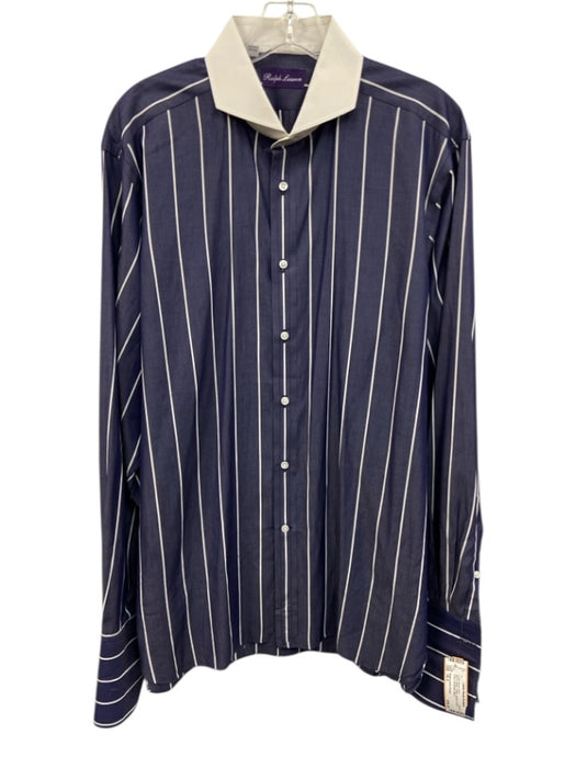 Ralph Lauren Purple Size 16.5 Blue & White Cotton Striped Long Sleeve Shirt Blue & White / 16.5