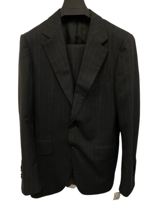Suitsupply Gray & White Wool Pinstripe notched 2 Button Men's Suit Gray & White / 38R