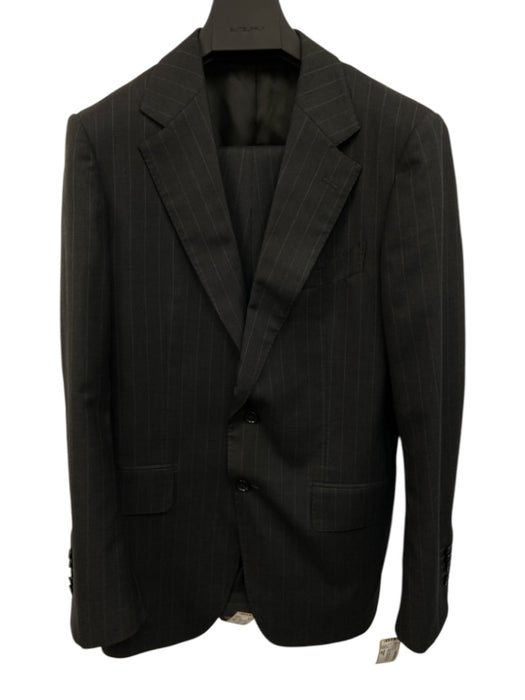 Suitsupply Gray & White Wool Pinstripe notched 2 Button Men's Suit Gray & White / 38R