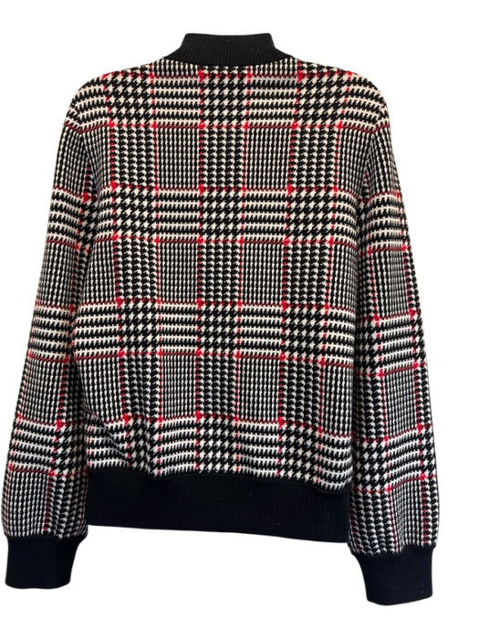 Akris Punto Size 8 White, Black, Red Wool Houndstooth Zip Up Jacket Skirt Set White, Black, Red / 8