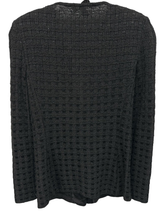 St John Size 2 Black Viscose Wool Blend Tweed Lapel Button Front Cardigan Black / 2