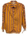 Maje Size 3 / L Orange Cotton Blend Button Detail Stripe Long Sleeve Top Orange / 3 / L