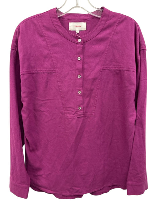 XiRENA Size XS Magenta Purple Silk Long Sleeve Half Button Top Magenta Purple / XS