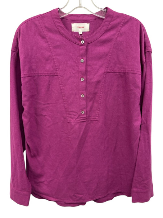 XiRENA Size XS Magenta Purple Silk Long Sleeve Half Button Top Magenta Purple / XS