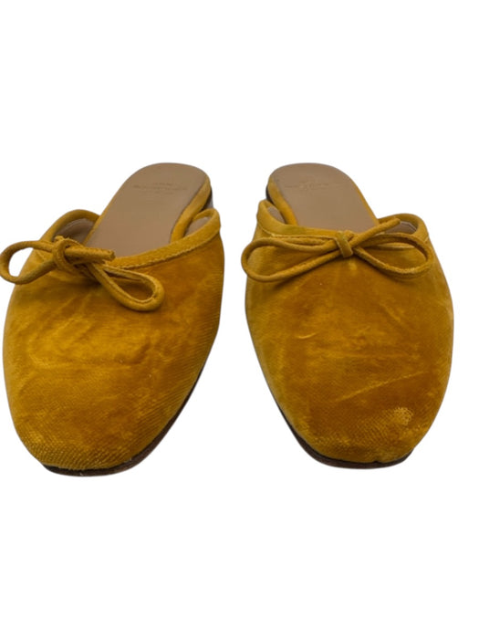 Ann Mashburn Shoe Size 36 Marigold Yellow Velvet Leather Lining Bow Mule Flats Marigold Yellow / 36