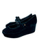 Larroude Shoe Size 6.5 Teal Blue Velour Leather Lining Mary Jane Buckle Shoes Teal Blue / 6.5