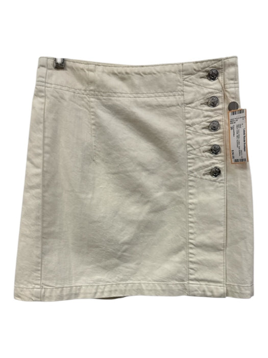 Current/Elliot Size 26 Ivory White Cotton Side Buttons Stitch Detail Mini Skirt Ivory White / 26