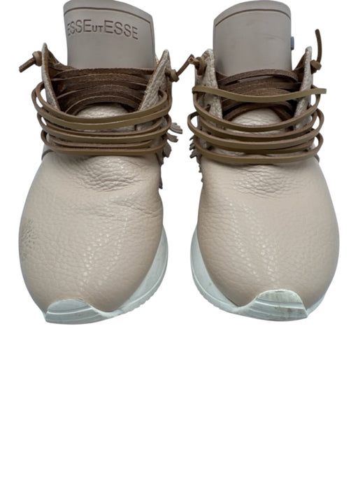 Esse Ut Esse Shoe Size 35 Beige Pink & White Leather Snake Lace Up Sneakers Beige Pink & White / 35