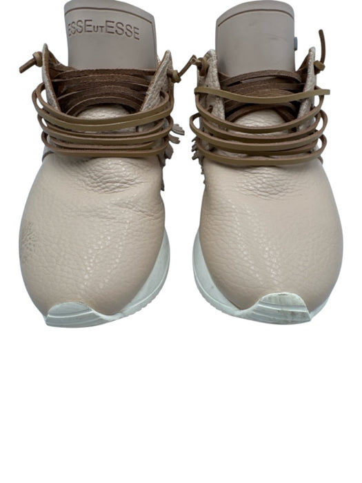 Esse Ut Esse Shoe Size 35 Beige Pink & White Leather Snake Lace Up Sneakers Beige Pink & White / 35
