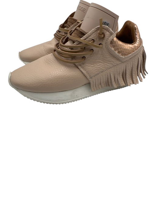 Esse Ut Esse Shoe Size 35 Beige Pink & White Leather Snake Lace Up Sneakers Beige Pink & White / 35