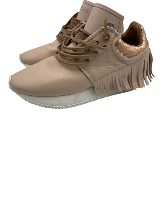 Esse Ut Esse Shoe Size 35 Beige Pink & White Leather Snake Lace Up Sneakers Beige Pink & White / 35
