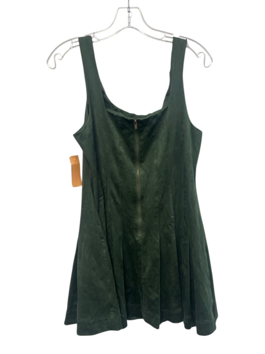 En Saison Size M Green Polyester Blend Faux Suede Paneled Sleeveless Mini Dress Green / M