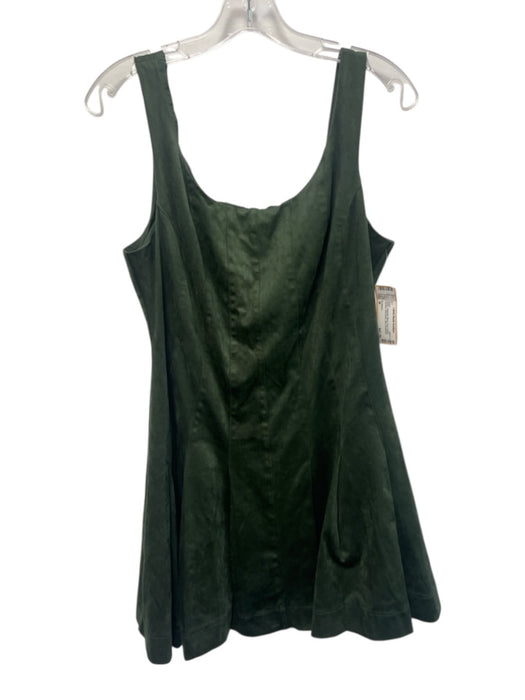 En Saison Size M Green Polyester Blend Faux Suede Paneled Sleeveless Mini Dress Green / M