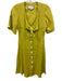 Alexis Size S Chartreuse Green Tie Cut Out Button Down Above Knee Dress Chartreuse Green / S