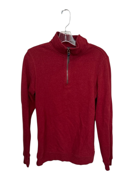 Surfside Supply Deep Red Cotton Solid Half Zip Men's Pullover Deep Red / Est S