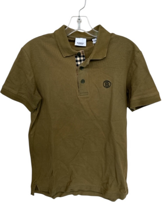 Burberry Size XS Olive Green Cotton Nova Check Accents Men's Polo Olive Green / XS