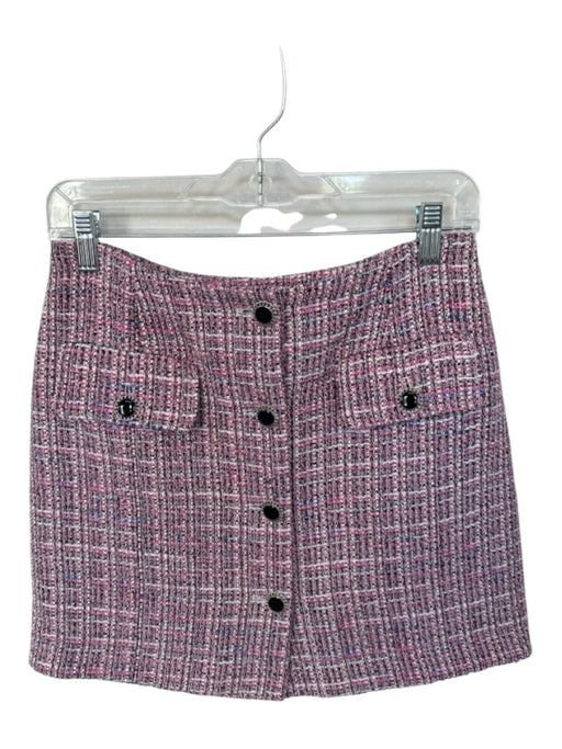 Avec Les Filles Size S Magenta & White Polyester Blend black buttons Mini Skirt Magenta & White / S