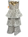 Mac Duggal Size 2 white & tan Polyester Lace Overlay Strapless Tiered Midi Dress white & tan / 2