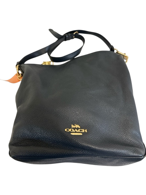 Coach Black Leather Double Strap Gold Hardware Bag Black