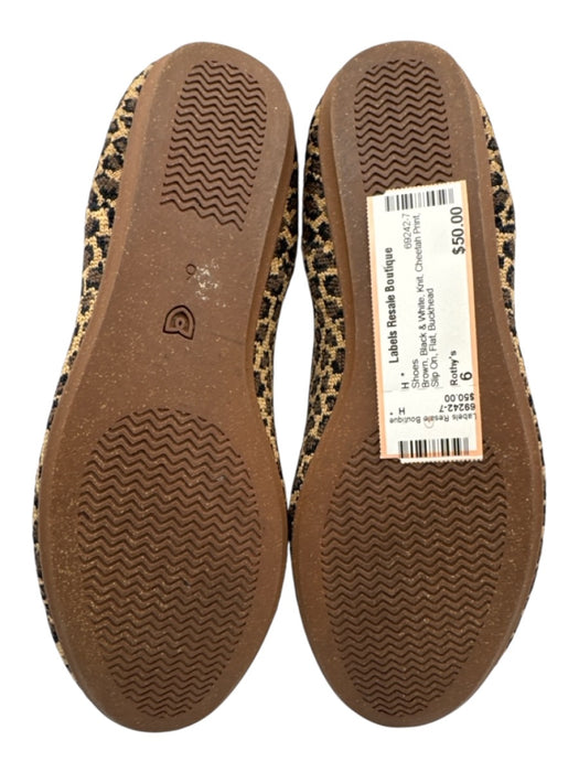 Rothy's Shoe Size 6 Brown, Black & White Knit Cheetah Print Slip On Flat Shoes Brown, Black & White / 6