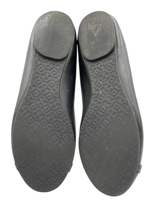 Tory Burch Shoe Size 6.5 Black Logo Gold Detail Leather Flats Shoes Black / 6.5