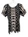 Anthropologie Size SP Black & White Short Sleeve Knit Geometric V Neck Dress Black & White / SP