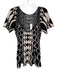 Anthropologie Size SP Black & White Short Sleeve Knit Geometric V Neck Dress Black & White / SP
