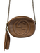 Gucci Brown Leather Zip Close Double G Gold Hardware Crossbody Bag Brown / S