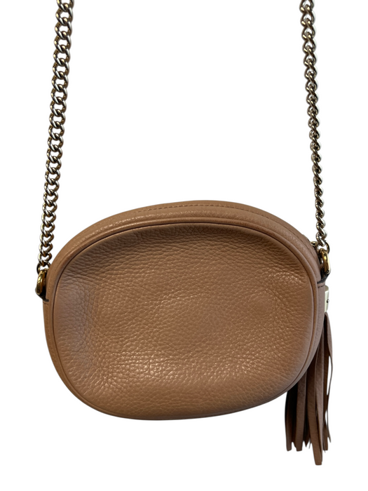 Gucci Brown Leather Zip Close Double G Gold Hardware Crossbody Bag Brown / S