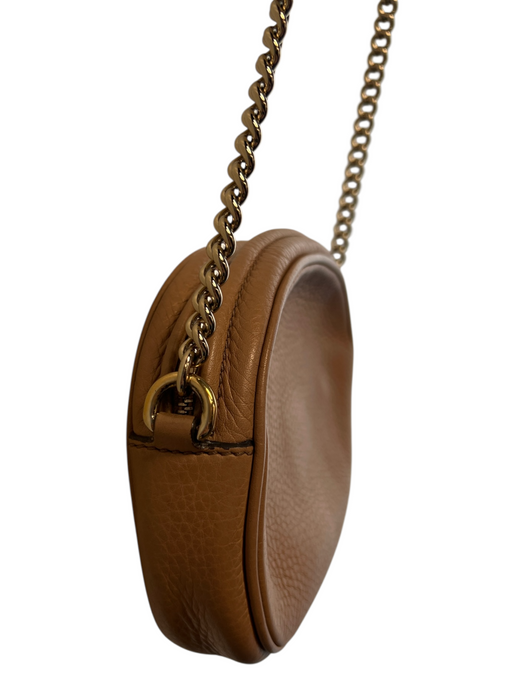 Gucci Brown Leather Zip Close Double G Gold Hardware Crossbody Bag Brown / S