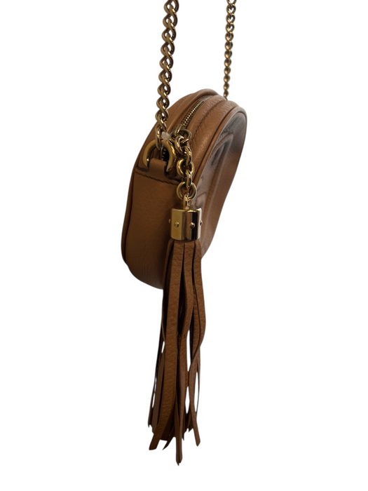 Gucci Brown Leather Zip Close Double G Gold Hardware Crossbody Bag Brown / S