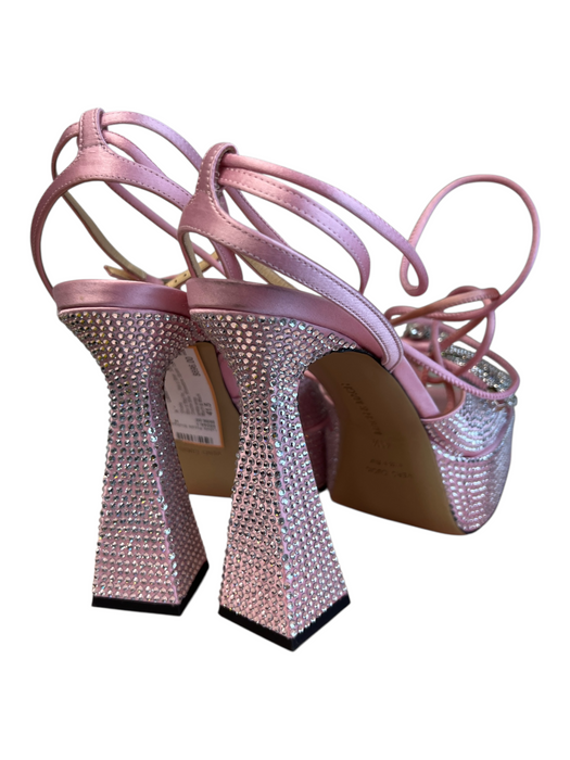 Mach & Mach Shoe Size 41.5 Pink & Silver Satin Double Bow Rhinestone Shoes Pink & Silver / 41.5