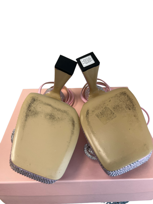 Mach & Mach Shoe Size 41.5 Pink & Silver Satin Double Bow Rhinestone Shoes Pink & Silver / 41.5