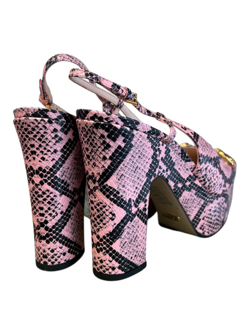 Gucci Shoe Size 40.5 Wild Rose Calfskin Python Print Horsebit Slingback Shoes Wild Rose / 40.5
