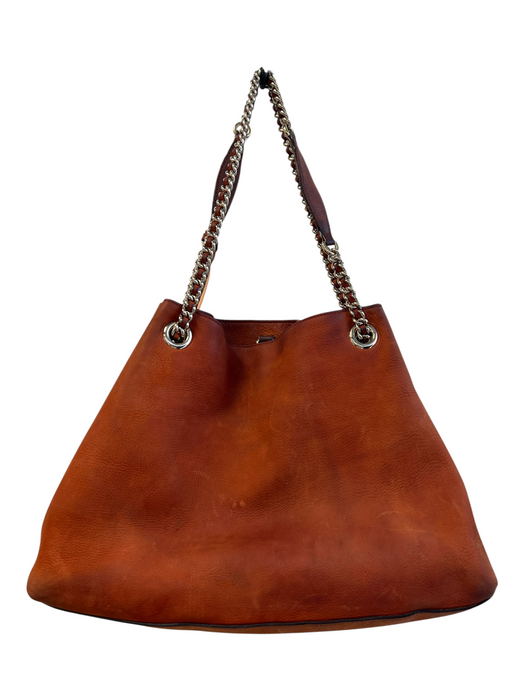 Gucci Orange Rust Leather Logo Gold Chain Shoulder Interlocking GG Bag Orange Rust / Large