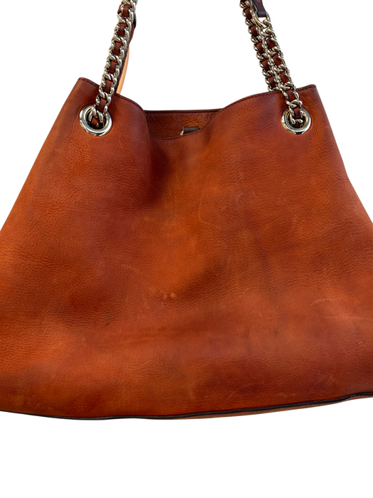 Gucci Orange Rust Leather Logo Gold Chain Shoulder Interlocking GG Bag Orange Rust / Large