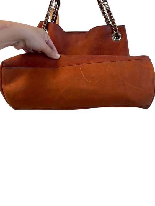 Gucci Orange Rust Leather Logo Gold Chain Shoulder Interlocking GG Bag Orange Rust / Large