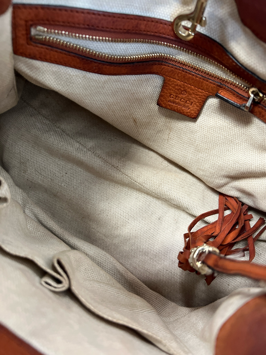 Gucci Orange Rust Leather Logo Gold Chain Shoulder Interlocking GG Bag Orange Rust / Large