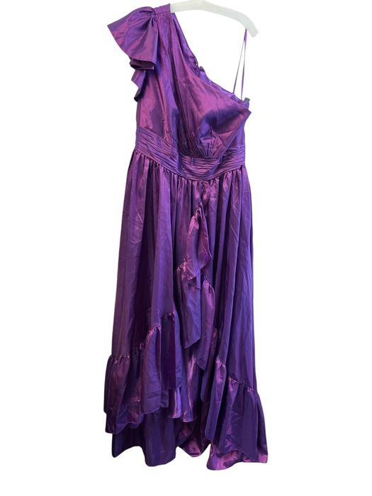 Mac Duggal Size 16W Purple Polyester One Shoulder Metalic Pleated Detail Dress Purple / 16W