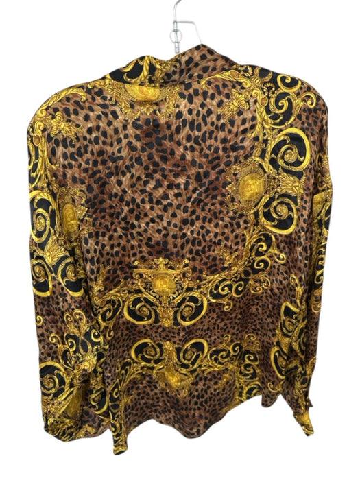 Versace Couture Size 10 Black & Gold Polyester Long Sleeve Animal Print Top Black & Gold / 10